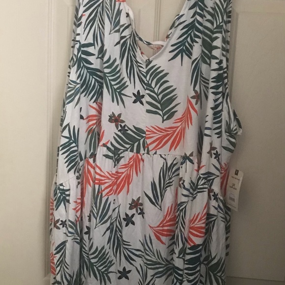 Terra & Sky Tops - Terra & Sky Tropical Leaf Print Sleeveless Tunic Hi/Low Sleeveless NWT Size 3X